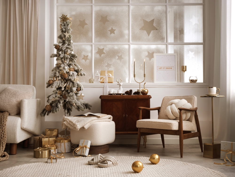 Amazing,And,Cozy,Christmas,Living,Room,Interior,With,Shelf,,Boucle